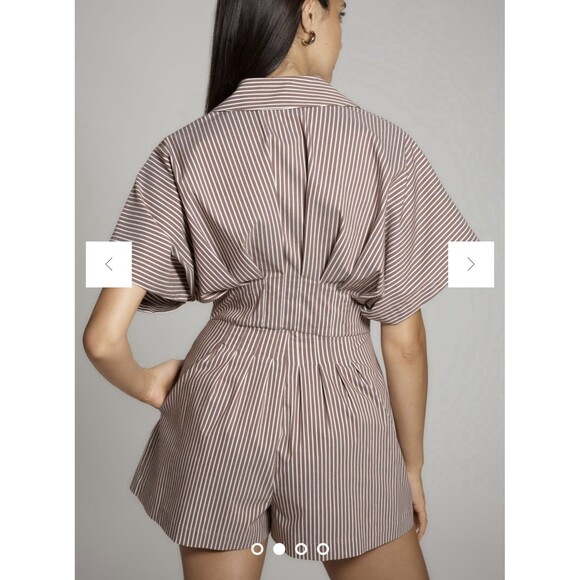 Anthropologie The Tobie Exquise Pleated Romper Sz L Brown NWT - Picture 3 of 11